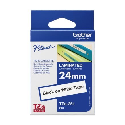 Brother Brother | TZ-251 Laminated Tape | Black on White | TZe | 8 m | 2.4 cm TZE251