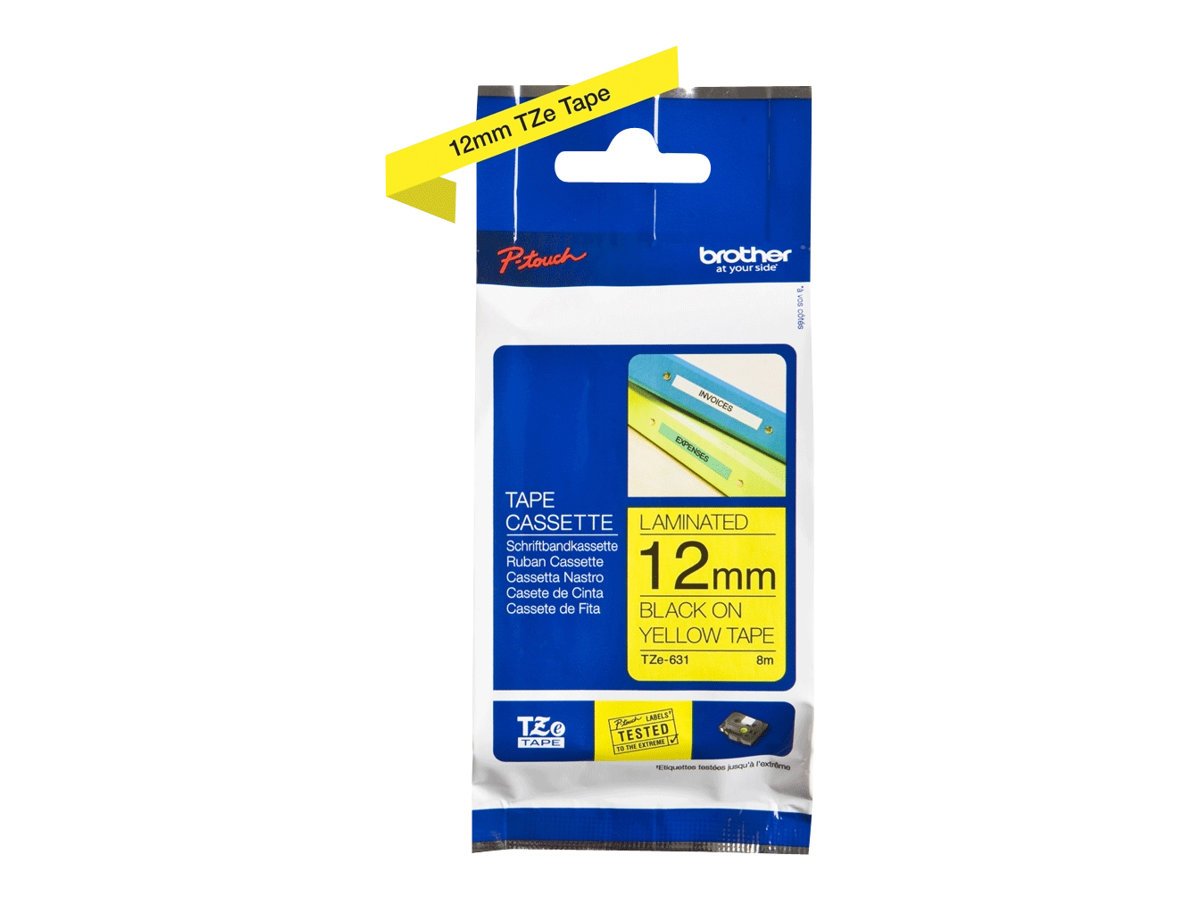 Brother Brother | TZe-631 Laminated Tape | Black on Yellow | TZe | 8 m | 1.2 cm TZE631