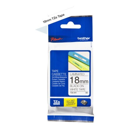 Brother Brother | TZ-241 Laminated Tape | Black on White | TZe | 8 m | 1.8 cm tze241