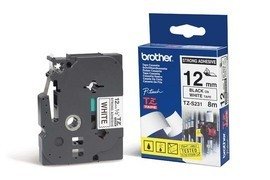 Brother Brother | TZ-S231 Strong Adhesive Laminated Tape | Black on White | TZe | 8 m | 1.2 cm TZeS231