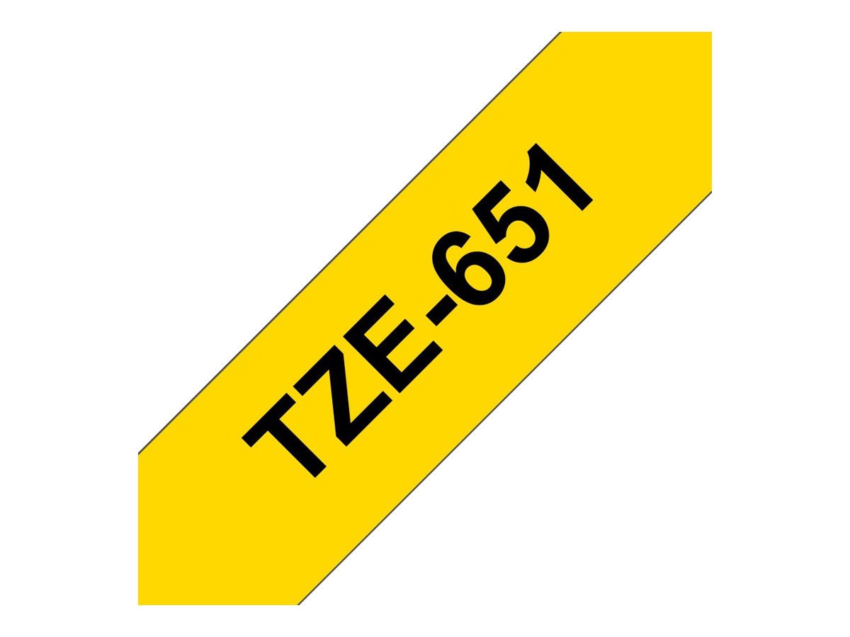 Brother Brother | TZe-651 Laminated Tape | Black On Yellow | TZe | 8 m | 2.4 cm tze651