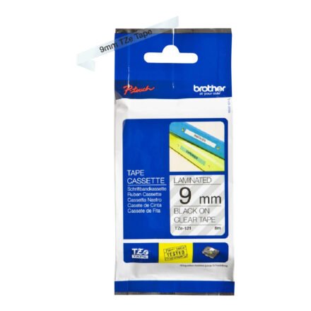 Brother Brother | TZe-121 Laminated Tape | Black on Clear | TZe | 8 m | 9 cm TZE121