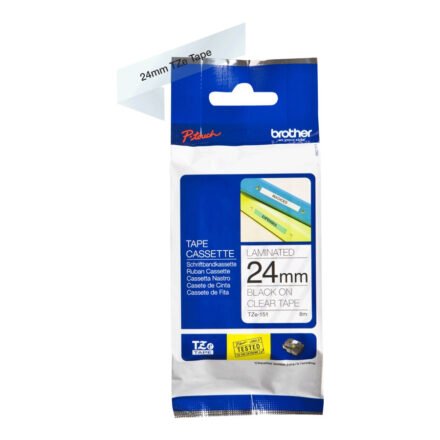 Brother Brother | TZE-151 Laminated Tape | Black on Clear | TZe | 8 m | 2.4 cm TZE151