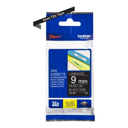 Brother Brother | TZe-325 Laminated Tape | White on Black | TZe | 8 m | 9 cm TZE325