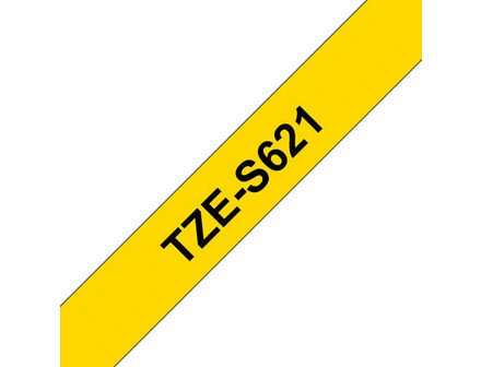 Brother Brother | TZe-S621 Strong Adhesive Laminated Tape | Black on Yellow | TZe | 8 m | 9 cm TZES621