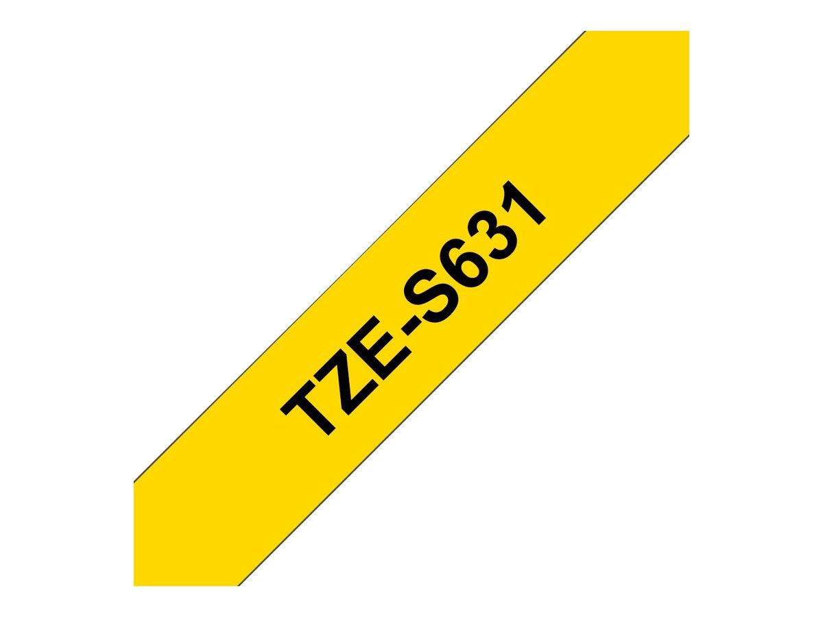 Brother Brother | TZe-S631 Strong Adhesive Laminated Tape | Black on Yellow | TZe | 8 m | 1.2 cm TZES631