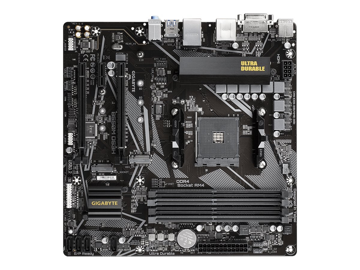 Gigabyte Gigabyte | B550M DS3H 1.0 | Processor family AMD | Processor socket AM4 | DDR4 DIMM | Memory slots 4 | Number of SATA connectors 4 x SATA 6Gb/s connectors | Chipset AMD B | Micro ATX B550M DS3H