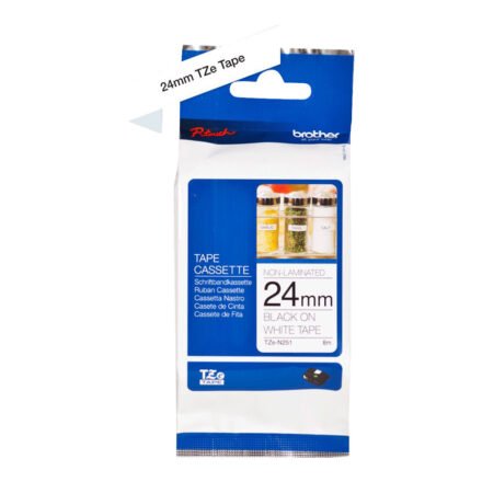 Brother Brother | TZe-N251 Labelling Tape Cassette | Black on White | TZe | 8 m TzEN251