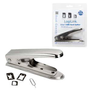 Logilink Logilink | 2 in 1 SIM Card Cutter | *For cutting of SIM cards into micro and nano format*Material: Stainless iron*For easy cutting of SIM cards*2x Nano-SIM cards, 1x Micro SIM Card*Adapter and 1x SIM card pin included*Color: Silver/Chrome WZ0026