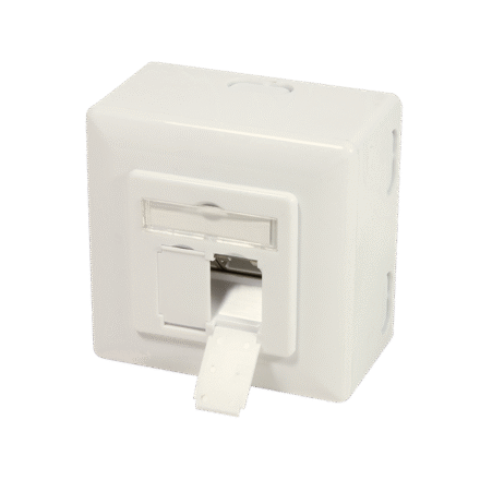 Logilink NP0006A Wall Outlet | Metal die-cast housing with strain relief; Horizontal cable entry with strain relief; Network wall outlet Cat.6 fully shielded, with surface back box | Pure White NP0006A