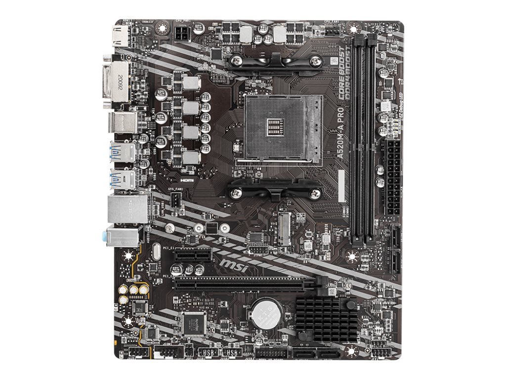 MSI MSI | A520M-A PRO | Processor family AMD | Processor socket AM4 | DDR4 | Memory slots 2 | Chipset AMD A | Micro ATX A520M-A PRO