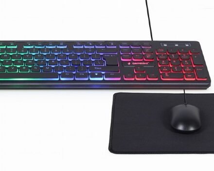 Gembird Gembird | 3-in-1 Backlight Desktop Set | KBS-UML-01 | Keyboard, Mouse and Pad Set | Wired | Mouse included | US | Black KBS-UML-01