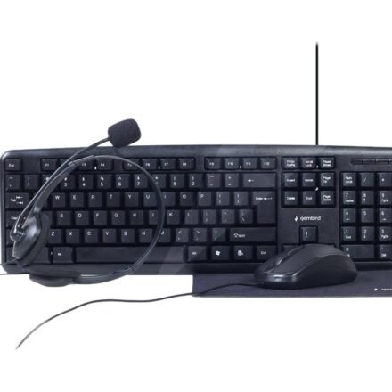 Gembird Gembird | 4-in-1 Multimedia office set | KBS-UO4-01 | Keyboard, Mouse, Pad and Headset Set | Wired | Mouse included | US | Black | 630 g KBS-UO4-01