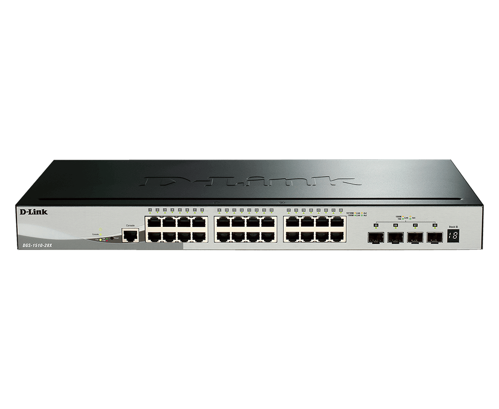 D-Link D-Link | Stackable Smart Managed Switch with 10G Uplinks | DGS-1510-28X/E | Managed L2 | Rackmountable | Gigabit Ethernet (copper) ports quantity 24 DGS-1510-28X/E