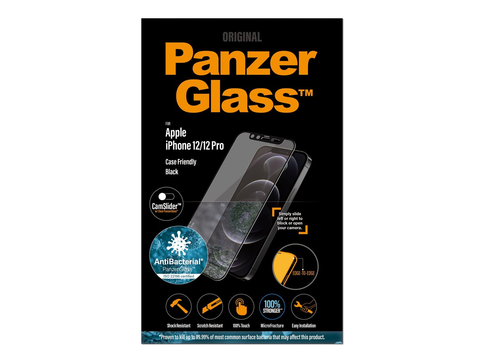 PanzerGlass PanzerGlass | CamSlider AB | Apple | iPhone 12/12 Pro | Tempered glass | Black | Case friendly | Privacy glass 2714