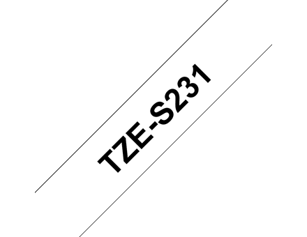 Brother Brother | TZ-S231 Strong Adhesive Laminated Tape | Black on White | TZe | 8 m | 1.2 cm TZeS231