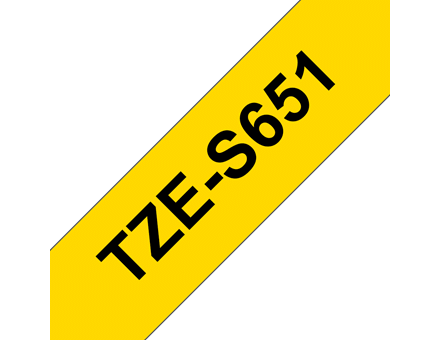 Brother Brother | TZe-S651 Strong Adhesive Laminated Tape | Black on Yellow | TZe | 8 m | 2.4 cm TZES651