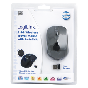 Logilink Logilink | Maus optisch Funk 2.4 GHz | 2.4GH wireless mini mouse with autolink | wireless | Black ID0031