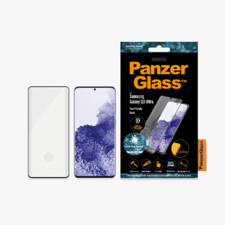 PanzerGlass PanzerGlass | Samsung | Galaxy S21 Ultra Series | Antibacterial glass | Black | Case Friendly, Compatible with the in-screen fingerprint reader | Antifingerprint screen protector 7258
