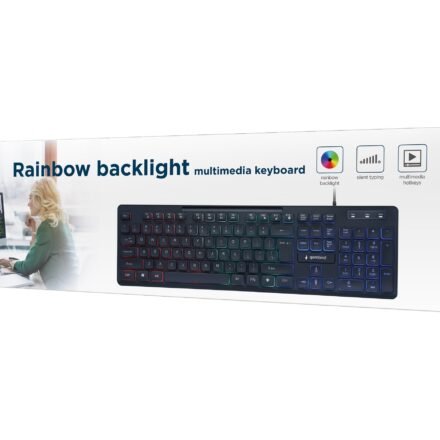 Gembird Gembird | "Rainbow" Backlight Multimedia Keyboard | KB-UML-02 | Keyboard | Wired | US | Black | N/A KB-UML-02