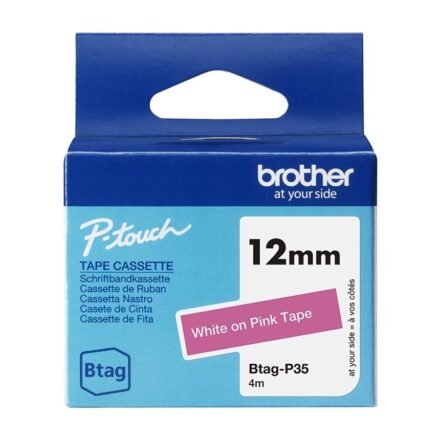 Brother Brother BTAG-P35 | White on Pink | Btag BTAGP35