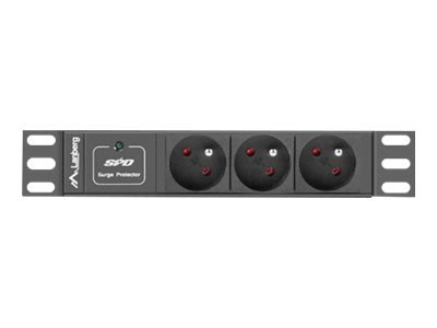 Lanberg Lanberg Power Distribution Unit (PDU) 10" 1U 16A 2m 3x French Outlets | PDU-03E-0200-BK PDU-03E-0200-BK