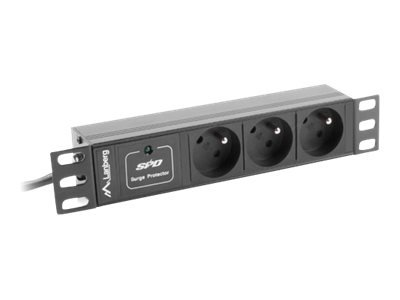 Lanberg Lanberg Power Distribution Unit (PDU) 10" 1U 16A 2m 3x French Outlets | PDU-03E-0200-BK PDU-03E-0200-BK