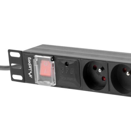 Lanberg Lanberg Power Distribution Unit (PDU) 19" 1U 16A 2m 8x French Outlets | PDU-08E-0200-BK PDU-08E-0200-BK