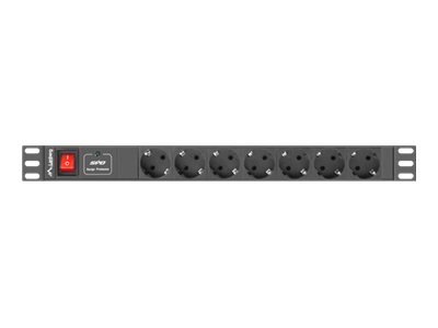 Lanberg Lanberg | Power Distribution unit (PDU) 19" 1U 10A 2M 7X Schuko Outlets | PDU-07F-0200-IEC-BK PDU-07F-0200-IEC-BK