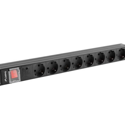Lanberg Lanberg Power Distribution unit (PDU) 19" 1U 16A 2m 8X Schuko oulets | PDU-08F-0200-BK PDU-08F-0200-BK