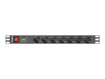 Lanberg Lanberg Power Distribution unit (PDU) 19" 1U 16A 2m 7X Schuko oulets | PDU-07F-0200-BK PDU-07F-0200-BK