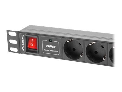 Lanberg Lanberg Power Distribution unit (PDU) 19" 1U 16A 2m 7X Schuko oulets | PDU-07F-0200-BK PDU-07F-0200-BK