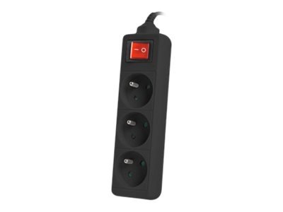 Lanberg Lanberg Cable Power Strip, 3X French Outlets with Switch, Quality-Grade Copper, 1.5 m | PS1-03E-0150-BK PS1-03E-0150-BK