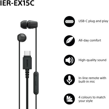 Sony Sony Earbuds | IER‑EX15C | Wired | In-ear | Microphone | Black IEREX15CB.CE7