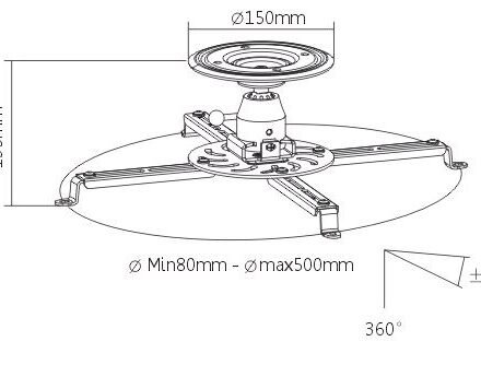 Sunne Sunne | Projector Ceiling mount | Turn, Tilt | Black PRO300SB
