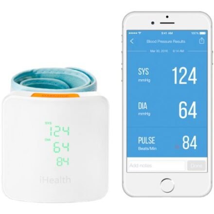 iHealth iHealth | Wrist Blood Pressure Monitor | BP7S | White | Blood pressure readings are stored on the secure, free, HIPAA compliant iHealth Cloud. Monitor blood pressure and pulse trends with intuitive charts and share data with your doctor in PDF or spreadsheet format right from your smartphone, tablet or computer. Wireless communication: Bluetooth V3.0+EDR Class 2 SPP. Measuring method: Oscillometric, automatic inflation and measurement. | Wireless | Weight 105 g BP7S