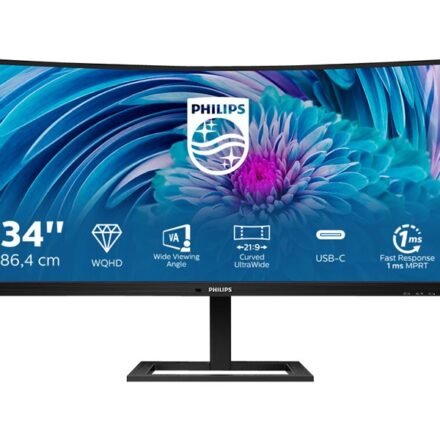 Philips Philips | UltraWide LCD Monitor | 346E2CUAE | 34 " | VA | WQHD | 21:9 | 100 Hz | 4 ms | 3440 x 1440 | 300 cd/m² | HDMI ports quantity 1 | Black | Warranty 36 month(s) 346E2CUAE/00