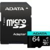 ADATA ADATA | Premier Pro UHS-I U3 V30S | 64 GB | MicroSDXC | Flash memory class 10 | Adapter AUSDX64GUI3V30SA2-RA1