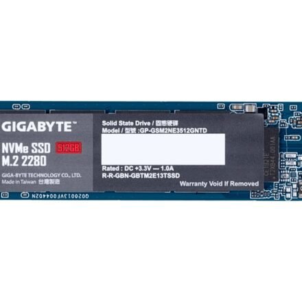 Gigabyte Gigabyte | SSD | GP-GSM2NE3512GNTD | 512 GB | SSD form factor M.2 2280 | Solid-state drive interface PCI-Express 3.0 x4, NVMe 1.3 | Read speed 1700 MB/s | Write speed 1550 MB/s GP-GSM2NE3512GNTD