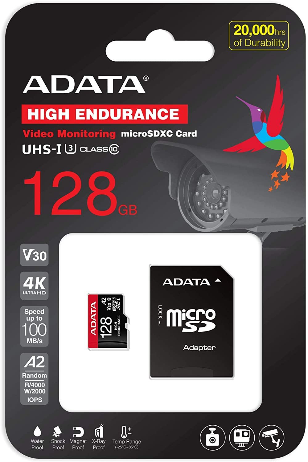 ADATA ADATA | AUSDX128GUI3V30SHA2-RA1 Memory Card | 128 GB | MicroSDXC | Flash memory class 10 | Adapter AUSDX128GUI3V30SHA2-RA1