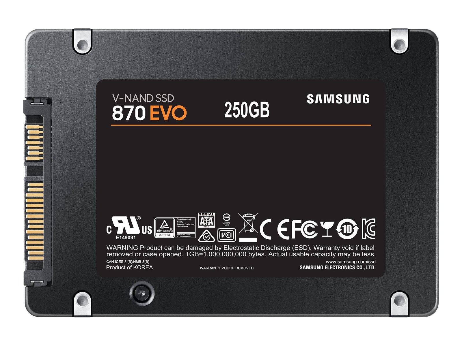 Samsung Samsung | SSD | 870 EVO | 250 GB | SSD form factor 2.5" | Solid-state drive interface SATA III | Read speed 560 MB/s | Write speed 530 MB/s MZ-77E250B/EU