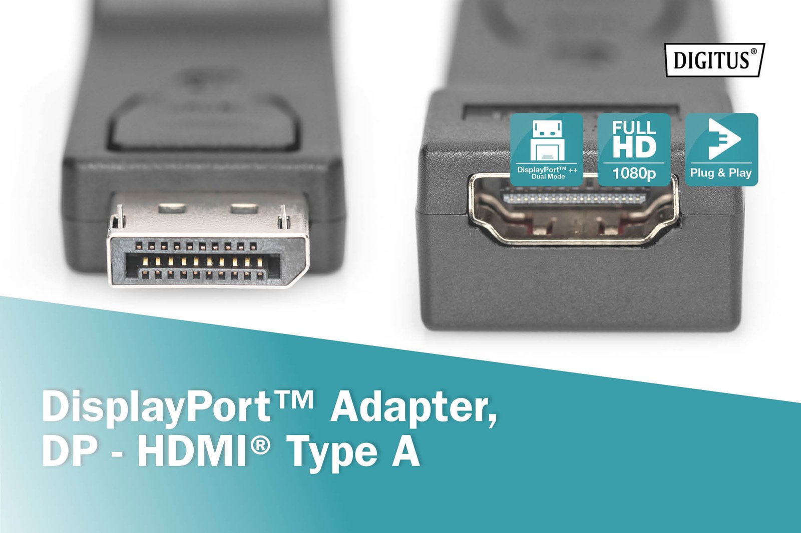 Digitus Digitus | DisplayPort to HDMI adapter | AK-340602-000-S | HDMI | DisplayPort | DP to HDMI AK-340602-000-S
