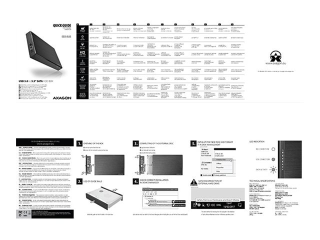 AXAGON AXAGON | Compact aluminum USB 3.2 Gen 1 external box SATA intended for 3.5" HDD | EE35-XA3 EE35-XA3