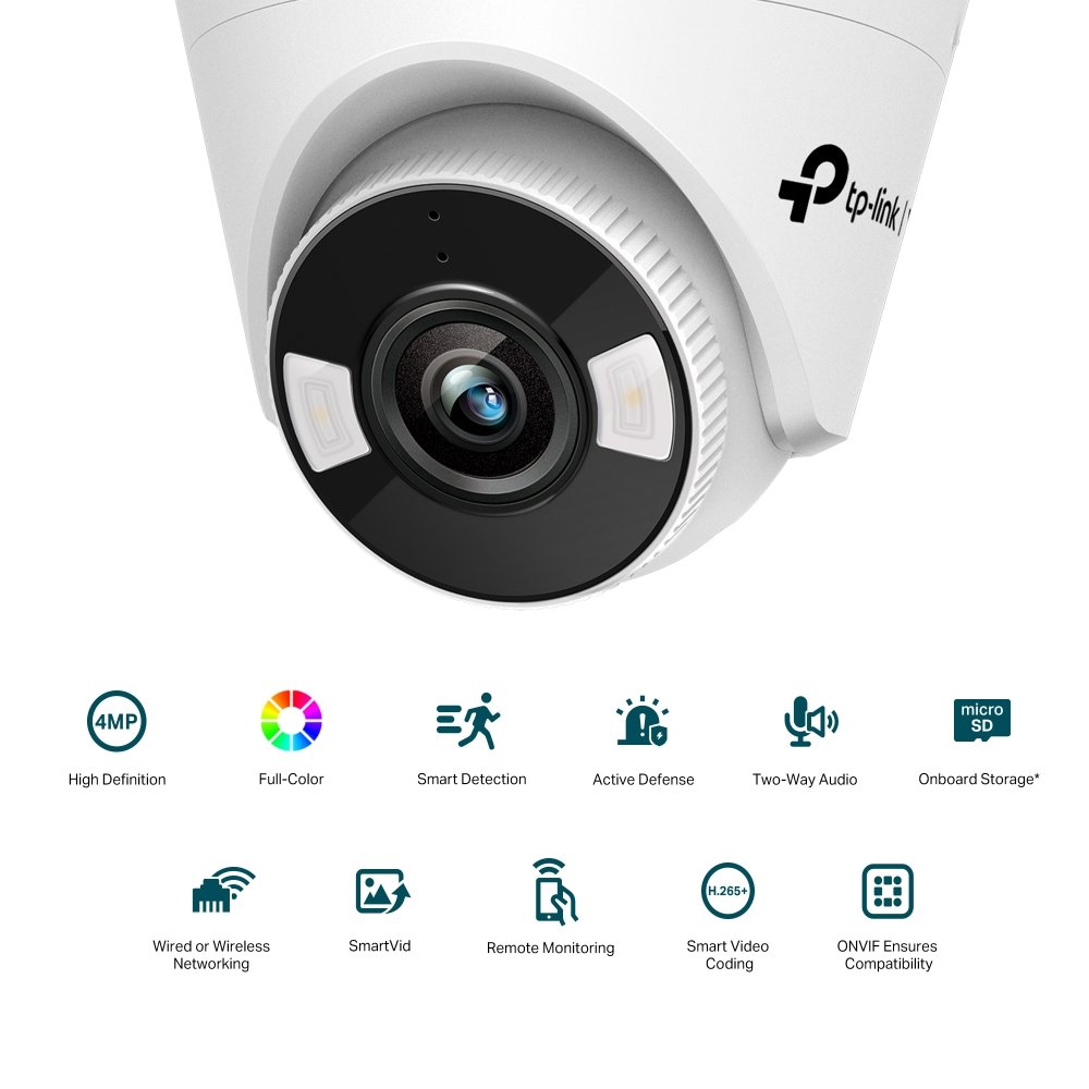 TP-LINK TP-LINK | VIGI 4MP Full-Color Turret Network Camera | VIGI C440 | Dome | 4 MP | 4 mm | H.265+/H.265/H.264+/H.264 | MicroSD VIGI C440(4mm)