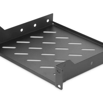 Digitus Digitus | 1U fixed shelf | DN-10-TRAY-2-B | Black | Perfect for storage of components which are not 254 mm (10") suitable. Slim design which takes space of 1 height unit. Easy and quick to mount or dismount. Load capacity: 25 kg DN-10-TRAY-2-B