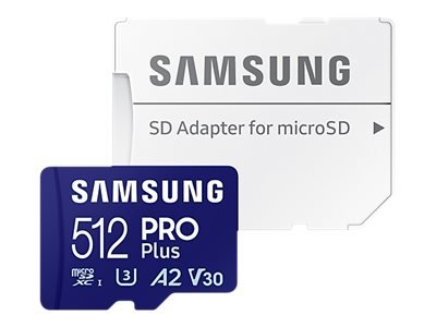 Samsung Samsung | PRO Plus microSD Card with Adapter | 512 GB | MicroSDXC | Flash memory class U3, V30, A2 MB-MD512SA/EU