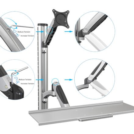 Digitus Digitus | Wall mount | Workstation | Adjustable Height, Tilt, Swivel | 27 " | Maximum weight (capacity) 6 kg | Silver DA-90354