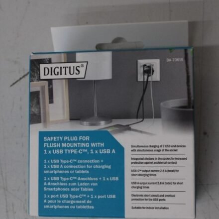 Digitus SALE OUT. DIGITUS Safety Plug for Flush Mounting with 1 x USB Type-C, 1 x USB A | Digitus | Safety Plug for Flush Mounting with 1 x USB Type-C, 1 x USB A | DAMAGED PACKAGING, UNPACKED, USED DA-70615SO