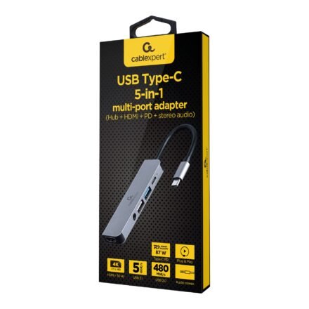 Cablexpert Cablexpert USB Type-C 5-in-1 multi-port adapter (Hub + HDMI + PD + stereo audio) | A-CM-COMBO5-02 A-CM-COMBO5-02