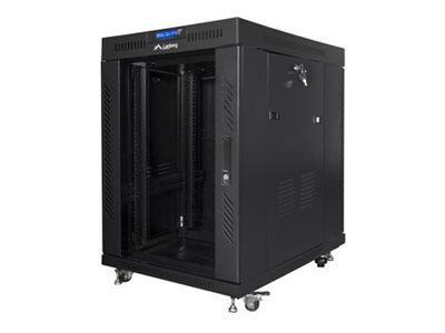 Lanberg Lanberg | Rack cabinet 19" free-standing 15U/800x1000 (flat pack) with glass door, LCD | FF01-8015-12BL | Black FF01-8015-12BL